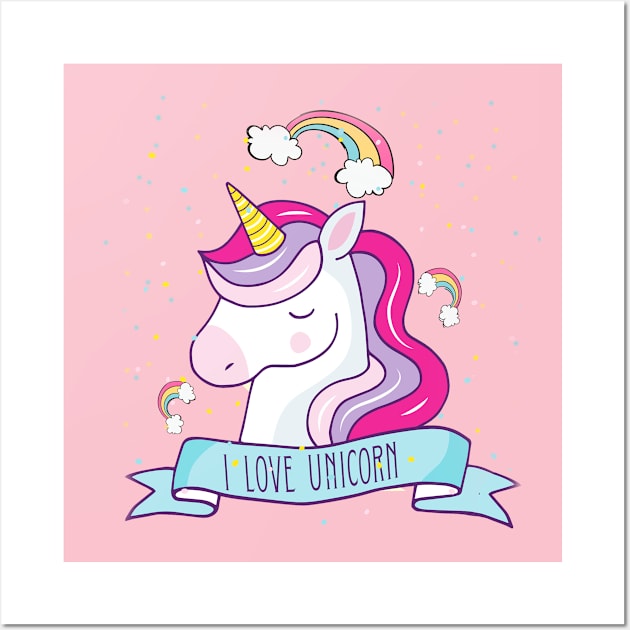 I Love Unicorn Wall Art by Blocks